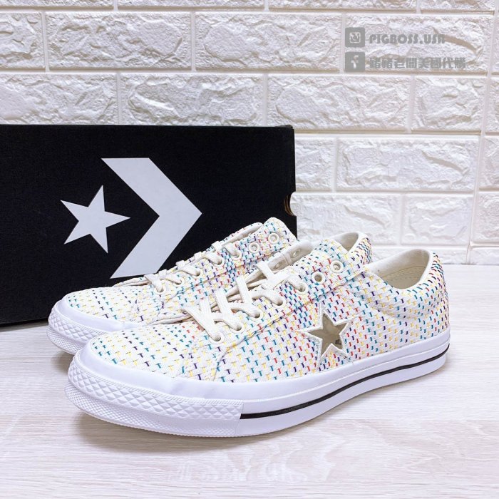 【豬豬老闆】CONVERSE ONE STAR NEON WEAVE 米白彩色 編織 星星 休閒鞋 男女 164607C