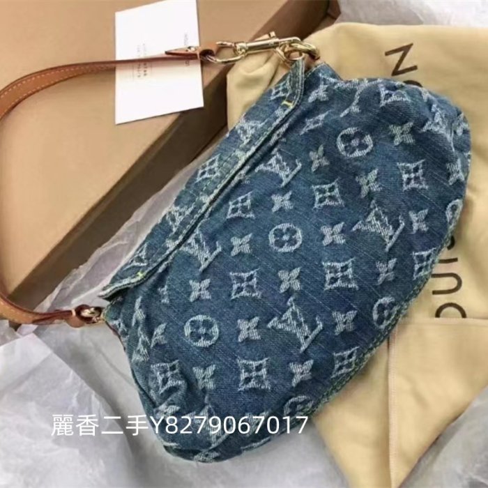 麗香二手 LV 路易威登 老花Monogram 丹寧牛仔布手提包 肩背包 腋下包 M95050