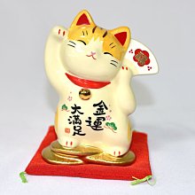 金運大滿足招財貓 彩繪陶器吉祥物 貯金箱 日本藥師窯出品 16cm