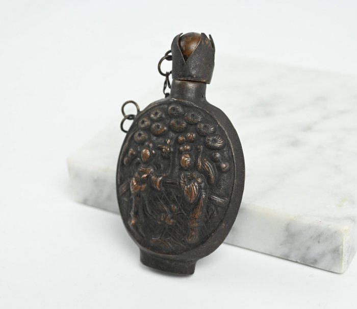 《玖隆蕭松和 挖寶網XR》B倉 託拍 銅製 早期老銅鼻煙壺 擺飾 重約 30.5g (01338X)