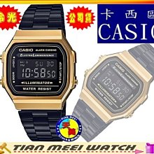 【台灣CASIO原廠公司貨】【天美鐘錶店家直營】【下殺↘超低價有保固】CASIO 黑金復刻冷光 A168WEGB-1B