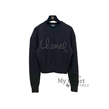 My Closet 二手名牌 CHANEL 2020秋冬 黑色100%Cashmere Logo 字樣 長袖毛衣