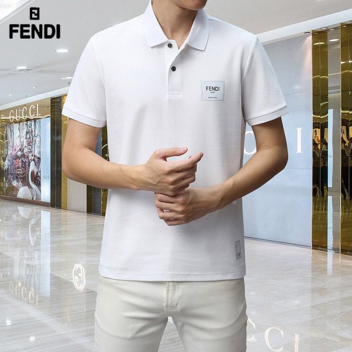 【King女王代購】Fendi/芬迪夏季新款經典刺繡LOGO男士翻領休閑短袖POLO衫男女同款