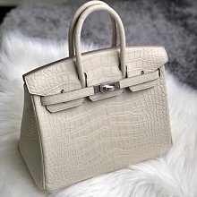 Hermes Birkin 25cm 霧面方塊 美洲鱷魚 8L 🐊Beton 奶油白 Matte Alligator Crocodile 現貨