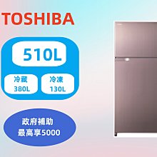 1級省電【台南家電館】TOSHIBA東芝510公升雙門變頻鋼板冰箱《GR-A55TBZ(N)》典雅金