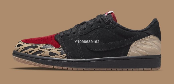 代購】SoleFly x Air Jordan 1 Low 喬丹黑紅虎紋低幫運動鞋DN3400-001