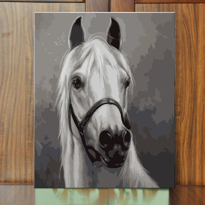 下殺 DIY手繪填色畫數字油畫動物馬臥室客廳沙發背景墻餐廳裝飾畫 馬頭