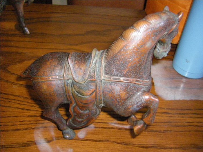 陶木屋  石叟銅嵌銀絲對馬