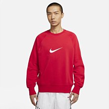 南◇2021 2月 NIKE NSW SWOOSH 織帶 大勾 落肩 串標 大學T 衛衣 黑色DA0087-657 紅