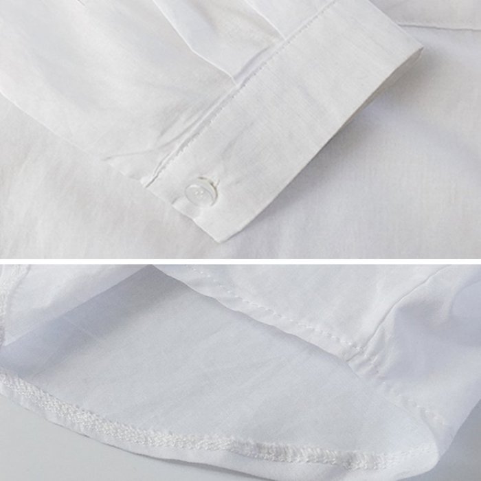 【極簡時尚】薄款純色防曬襯衫寬鬆顯瘦大碼休閒襯衫