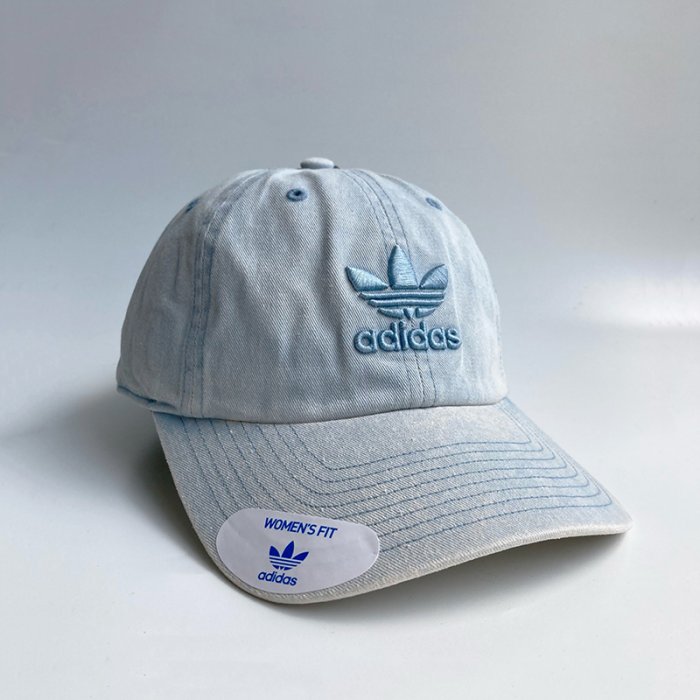 美國百分百【全新真品】adidas 愛迪達 帽子 老帽 配件 棒球帽 遮陽帽 三葉草 男女用 牛仔淺藍 AE98