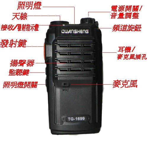《光華車神無線電》QUANSHENG TG-1699 無線電對講機 一次2支特價2980元  超優惠歡迎團購