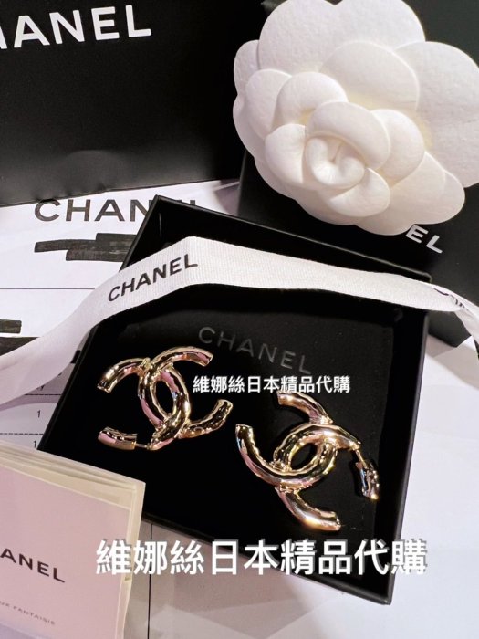 Venice維娜絲日本連線代購 香奈兒 CHANEL 經典雙C金色金屬耳環