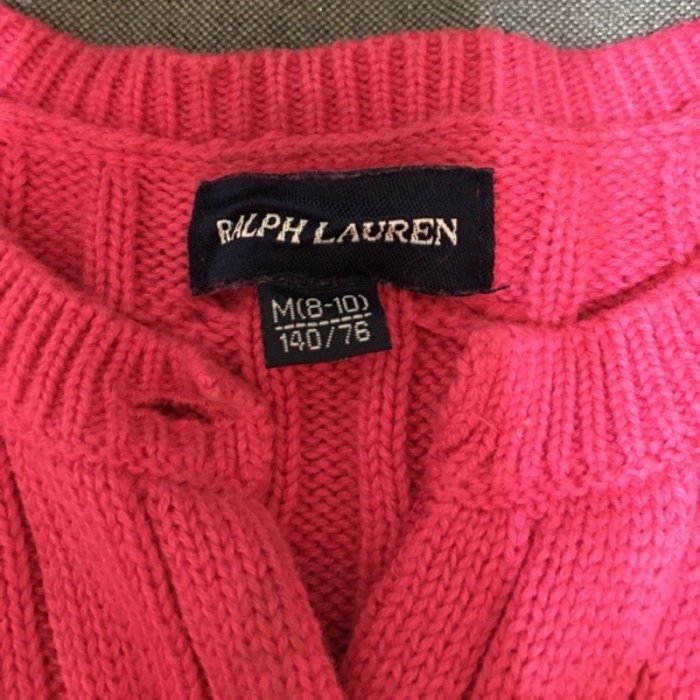 RALPH LAUREN（M8-10 140/76）針織桃紅外套 9成新