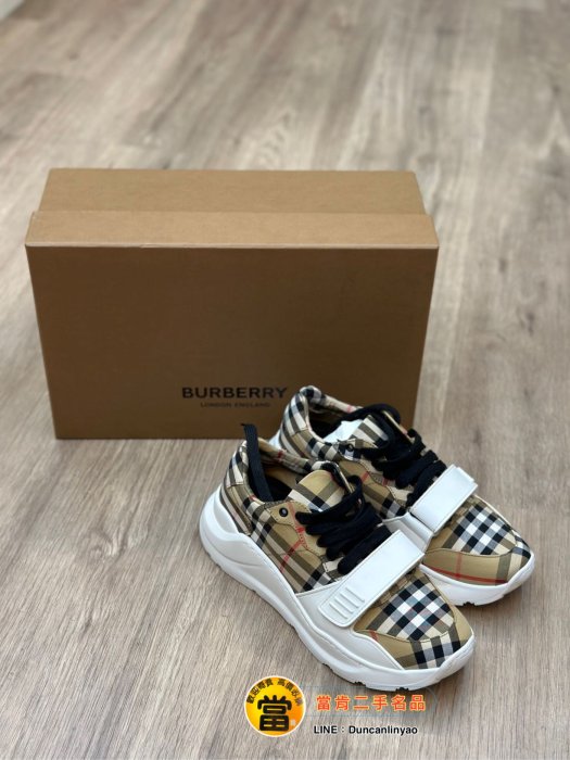 《當肯二手名品》BURBERRY 新款 經典 格紋 老爹鞋 休閒鞋 ㊣