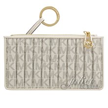 【茱麗葉精品】全新精品 MICHAEL KORS 專櫃商品 JET SET 皺摺印花鑰匙拉鍊卡片中夾.白 現貨