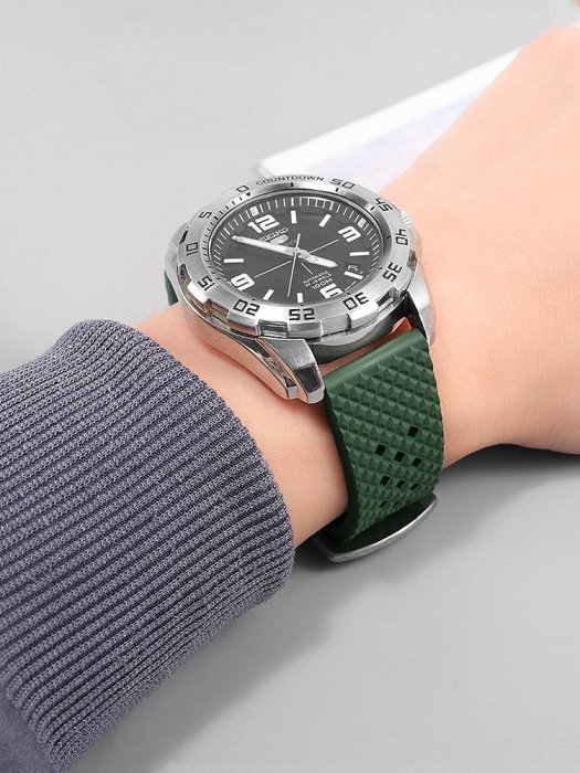 代用錶帶 氟橡膠手錶帶防水代用精工百年靈萬國美度勞力士黑綠水鬼快拆錶鏈