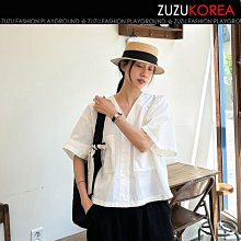 100%韓國空運 [ZUZUKOREA] * 簡絜時尚 大口袋舒適感V領襯衫(二色) 153166