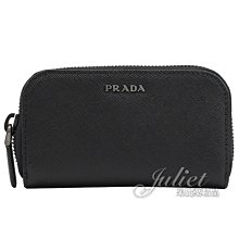 【茱麗葉精品】【全新現貨 優惠中】PRADA 專櫃商品 2PG604 簡約金屬LOGO防刮六孔拉鍊鑰匙包.黑 預購