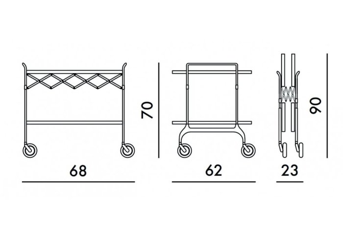 義式時尚家具 Kartell GASTONE by Antonio Citterio 經典餐酒推車 可摺疊式餐車