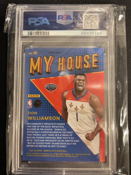 2021-22 Panini Optic Zion Williamson My House purple PSA 10