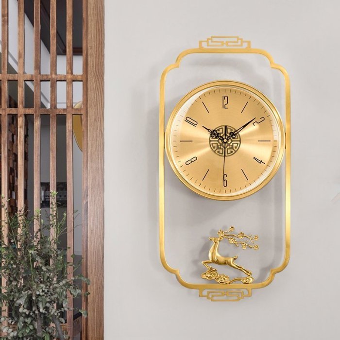 掛鐘客廳家用時尚輕奢現代時鐘表創意簡約掛墻黃銅掛表掛鐘客廳超夯 正品 現貨
