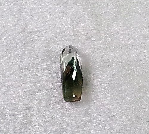 [Disk水晶][財源廣進]綠幽靈金字塔原礦晶柱雕墜JX-26(24x8x5mm 2g)