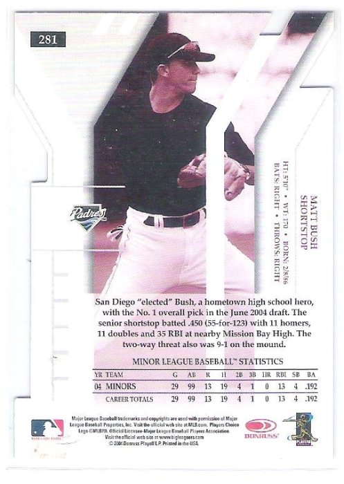 2004 Donruss Elite MATT BUSH  RC  AUTO 限量 切割 親筆簽名新人卡 032/100