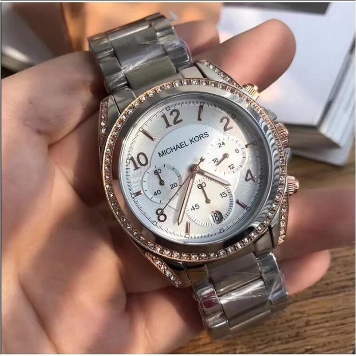 直購#實拍 Michael Kors MK手錶手環三件套裝女士手錶時尚三眼復古鑲鑽女錶MK5459 附送調表器