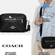 琪琪Outlet代購 Coach CJ509 Elias素面全牛皮男士相機包 斜背包 側背包 前置拉鏈隔層 附購買證明