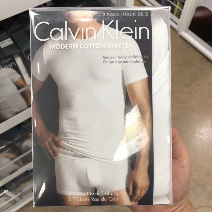 CK/Calvin Klein家居男士打底衫背心無袖圓V領修身黑白色全棉短袖