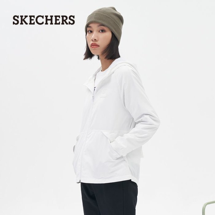 100原廠％Skechers斯凱奇新款女子連帽外套簡約舒適百搭個性上衣L121W099