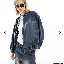 (嫻嫻屋) 英國ASOS- Weekend Collective藍色牛仔飛行夾克外套AE24