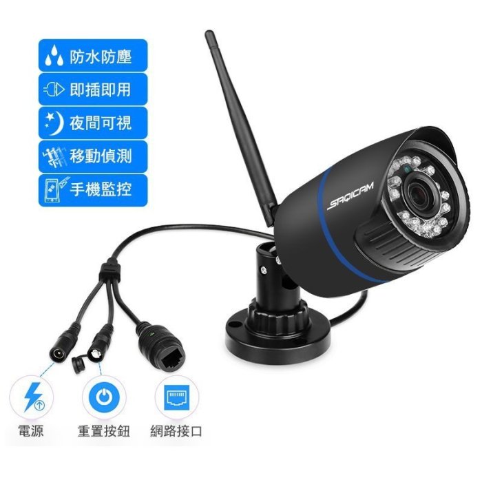 Saqicam 戶外監視器 防水 WiFi無線監視器 5MP高清攝影機 錄音 紅外夜視 廣角鏡頭 比1080P更清晰