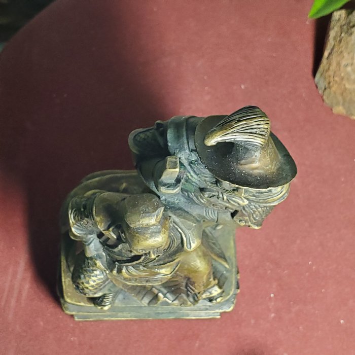 【 笑一笑 】銅雕--早期 關羽與周倉 關聖帝君 關公 重1024g稀有收藏