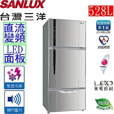 SANLUX 台灣三洋 528公升 直流 變頻 三門 冰箱 SR-C528CV1A $25700