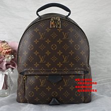 優買二手名牌店 LV M41561 M44874 PALM SPRINGS MM 黑色 皮革 原花 字紋 肩背包 後背包 登山包