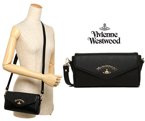 Vivienne Westwood ►DIVINA (黑色) 防刮真皮肩背包 斜背包 手拿包｜100%全新正品｜特價