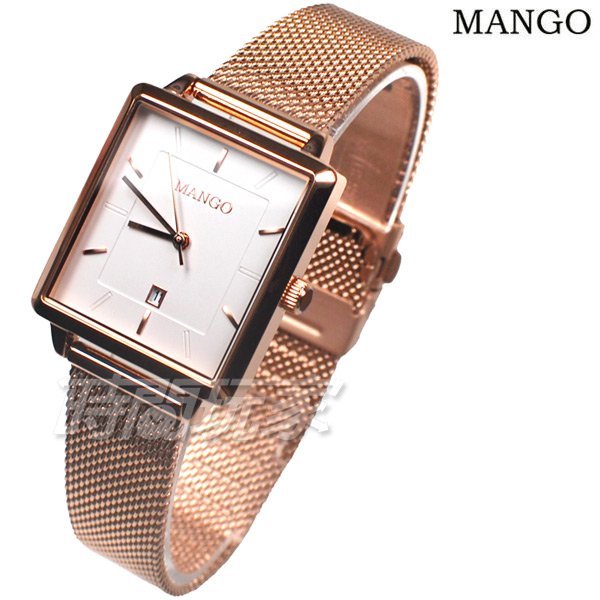 (活動價) MANGO 典雅復古 米蘭錶 不鏽鋼時尚 簡約 女錶 防水手錶 玫瑰金 日期顯示窗 MA6765L-RG