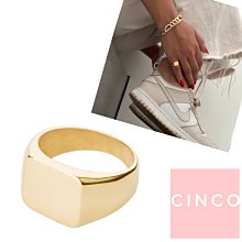 CINCO 葡萄牙精品 GIULIA RING 925純銀鑲24K金戒指 方形素面戒指