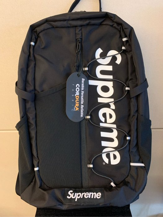 Supreme 42th 17SS Backpack 黑色後背包包包字體42代白字logo 全新正品