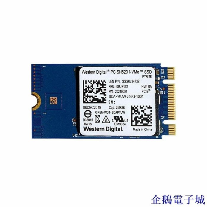 企鵝電子城固態硬碟WD西數SN520 256G 512G 2242 PCIE NVME固態硬碟 雙通道M2 SSD WSQ7