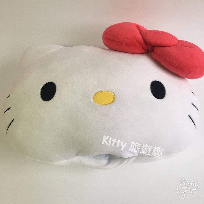 [Kitty 旅遊趣] Hello Kitty 大臉絨毛玩偶 凱蒂貓45週年紀念 抱枕 靠墊 禮物 收藏