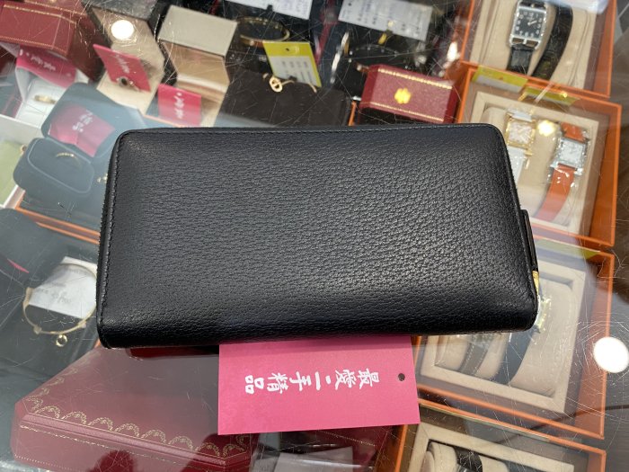 ☆最愛二手精品☆ GUCCI 黑色牛皮金GG LOGOㄇ字拉鍊長夾皮夾 428736 C2263