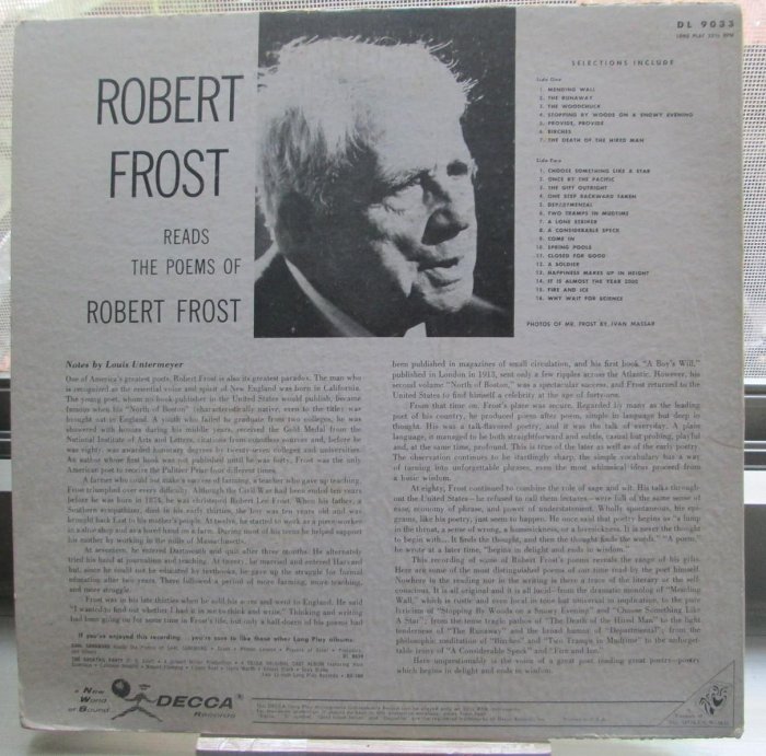 黑膠唱片(進口版 片況佳)~Robert Frost-Reads The Poems Of Robert Frost專輯