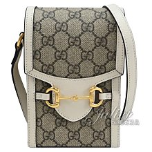 【茱麗葉精品】全新商品 GUCCI 專櫃商品 625615 Horsebit 1955經典印花斜背手機包.駝/白 現貨