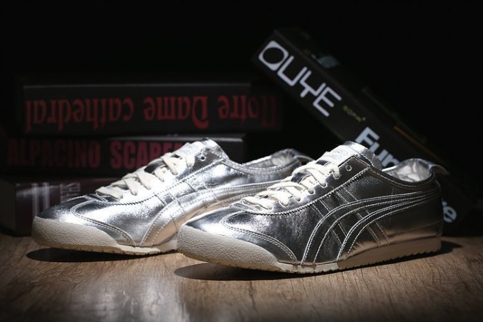 asics onitsuka tiger 鬼塚虎 mexico 66 銀色 皮革 經典 復古鞋 休閒鞋 男女鞋