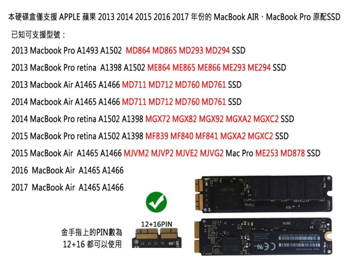 【全新】2013-2017 蘋果 MacBook Air Pro 原裝SSD硬碟 轉 USB3 外接盒 轉接盒 一年保