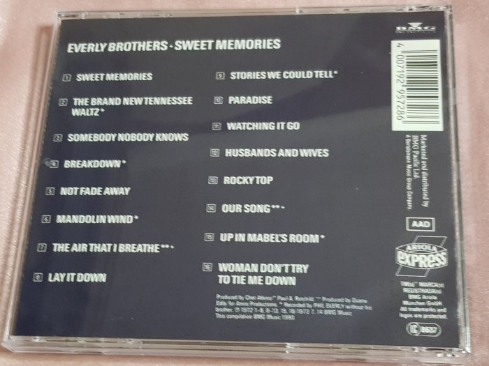 R西洋團(二手CD)EVERLY BROTHERS SWEET MEMORIES~美版~無ifpi