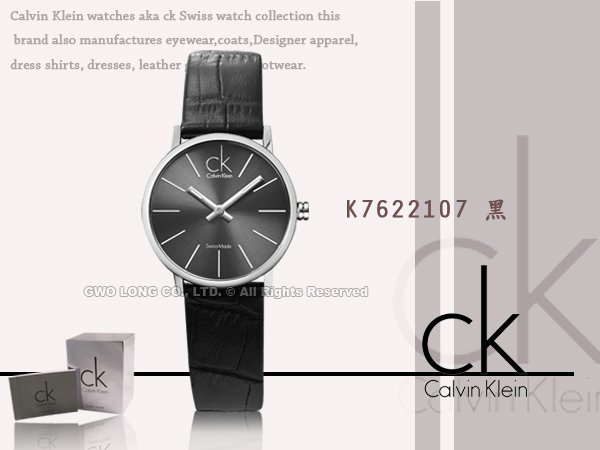 CASIO手錶專賣店 國隆 CK手錶專賣 Calvin Klein K7622107_極簡時尚皮革小尺_黑_保固